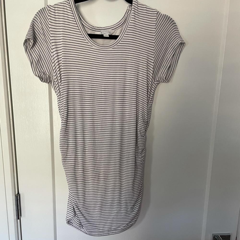 Maternity short sleeved shirt - black and white stripes - size small